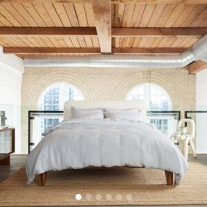 NEW Silk & Snow Flax Linen Flat Sheet – Nimbus Gray (QUEEN)